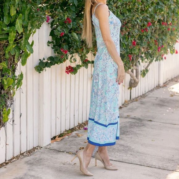 Jean Pierre Klifa Spaghetti Dress Blooms Blue - Picture 7 of 7